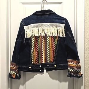 Custom Boho Festival Crop Jean Jacket
